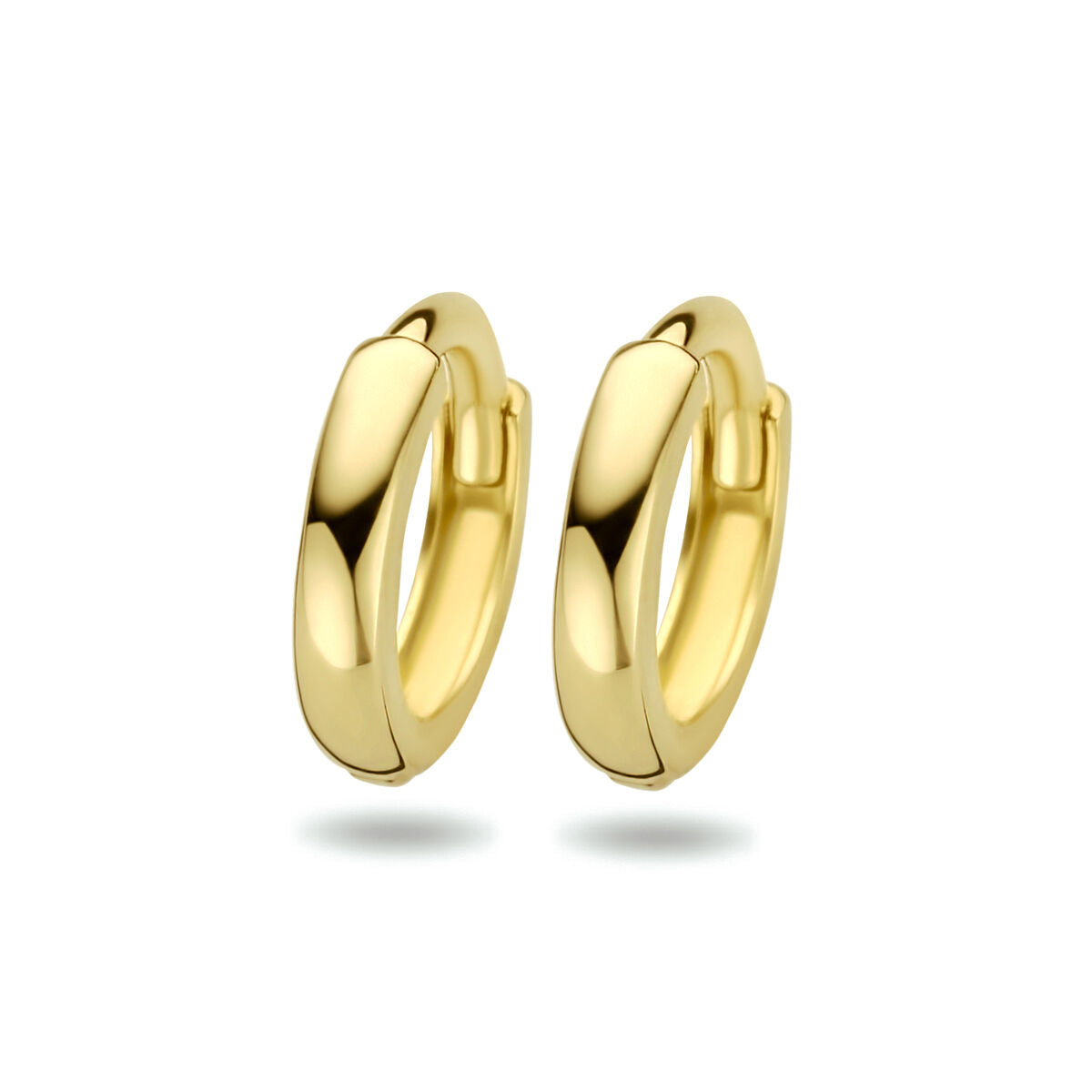 Klapoorringen van 14K geelgoud, 1.6 x 8 mm, met een gladde, glanzende afwerking.