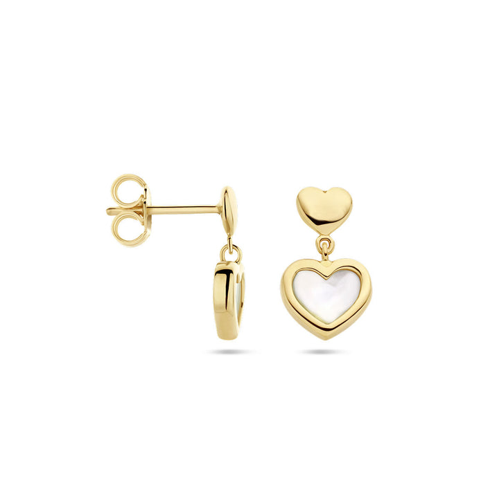 earrings with hearts and mother of pearl 14K yellow gold