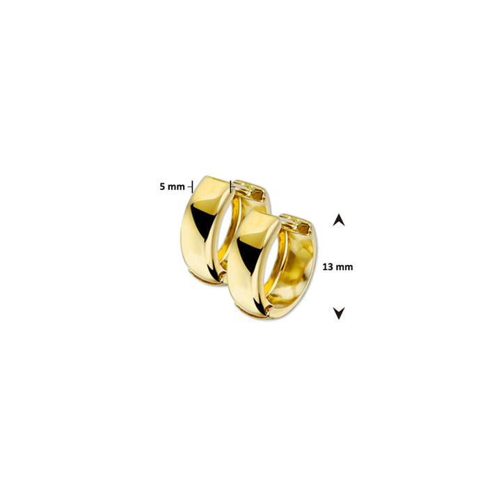 drop earrings flat tube 14K yellow gold
