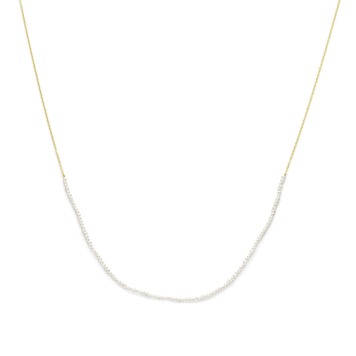 Collier van parels met een lengte van 41-45 cm, verguld met 3 micron zilver in geel.
