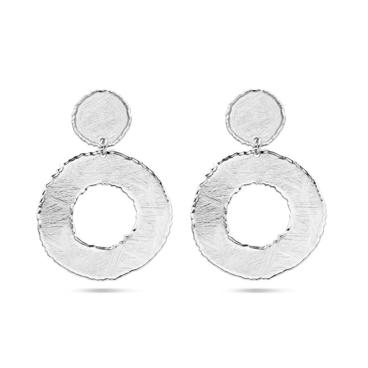 oorhangers gescratcht cirkels 50 mm zilver gerhodineerd