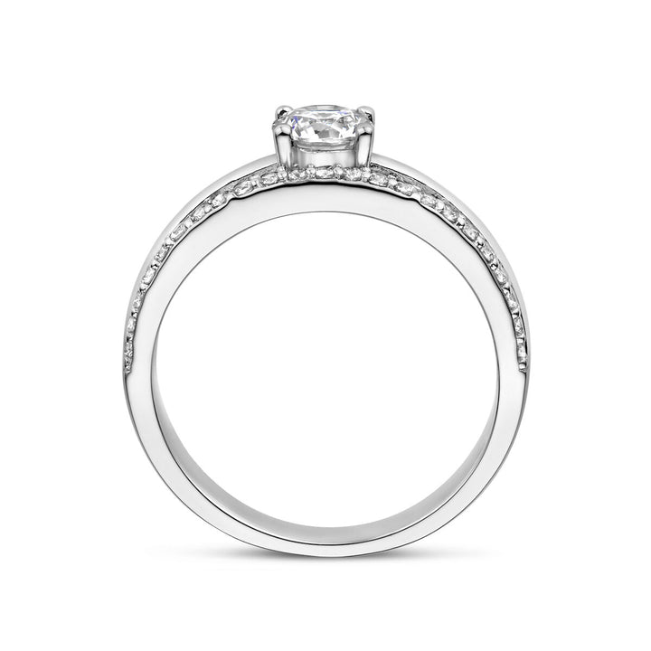 ring zirconia silver rhodium plated