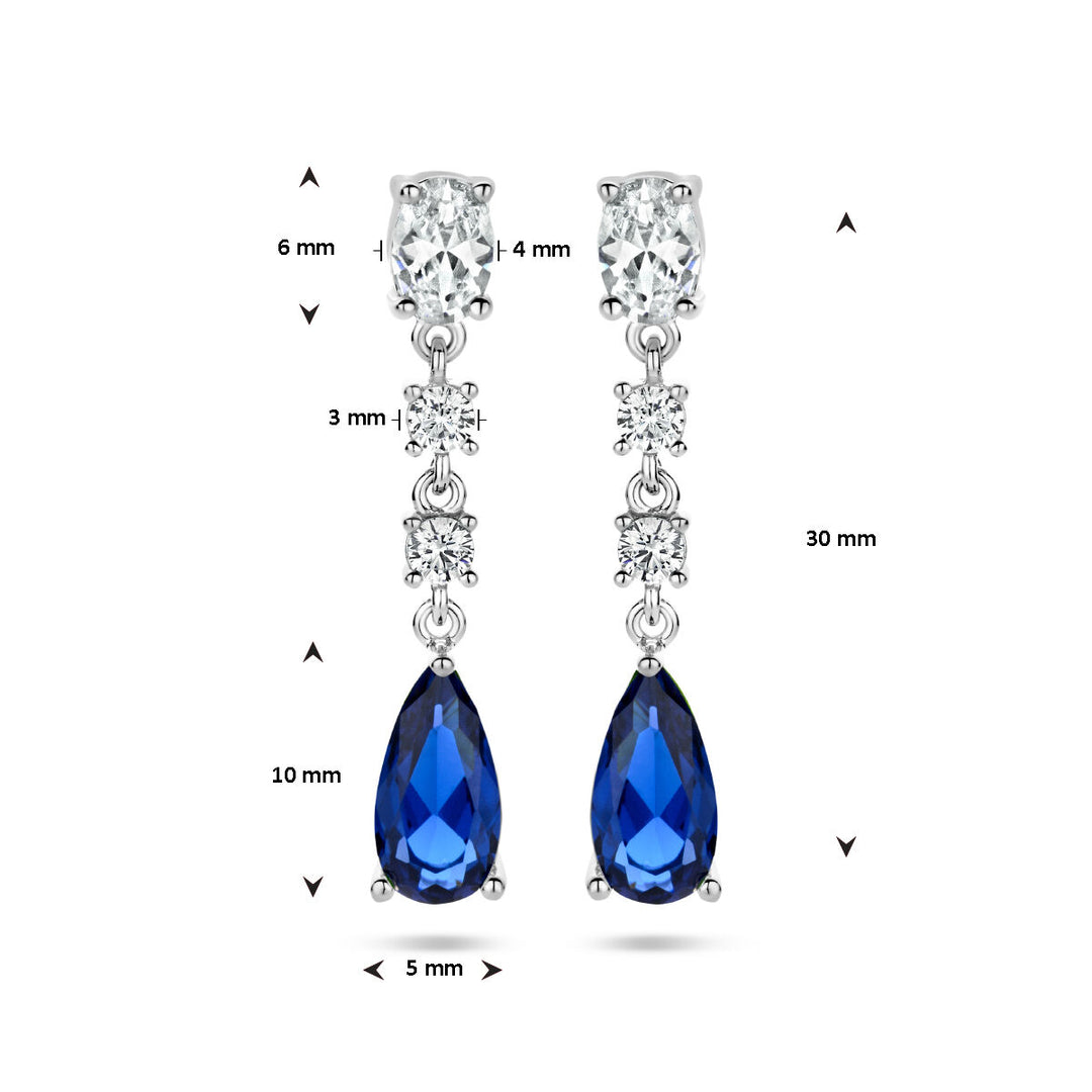 Ohrringe aus saphirfarbenem, zirkoniafarbenem, rhodiniertem Silber