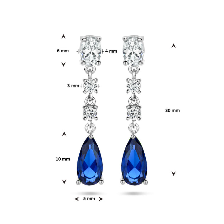 Ohrringe aus saphirfarbenem, zirkoniafarbenem, rhodiniertem Silber
