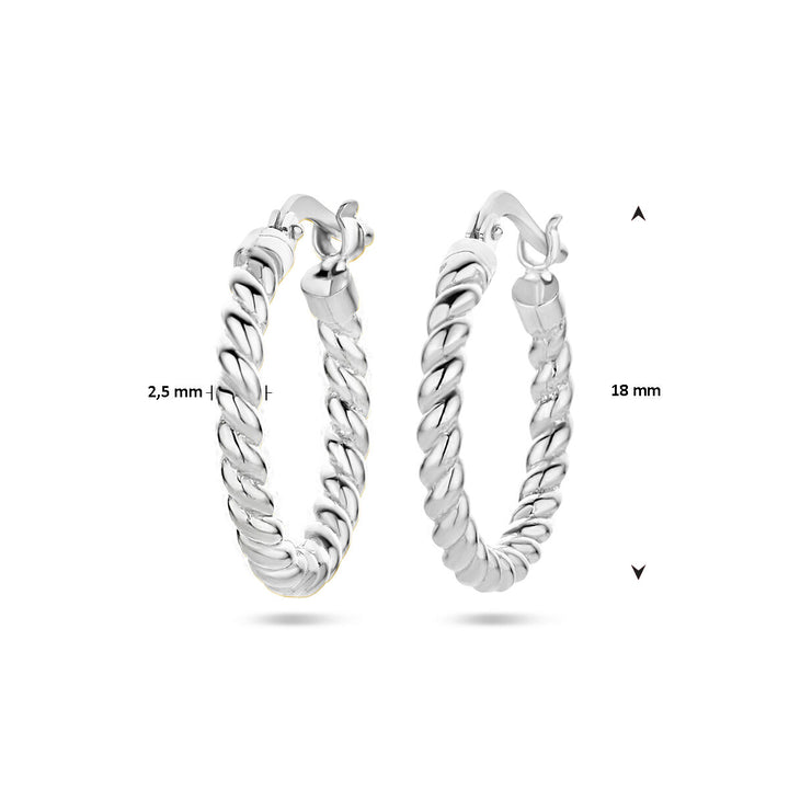 oorringen gedraaide buis zilver gerhodineerd