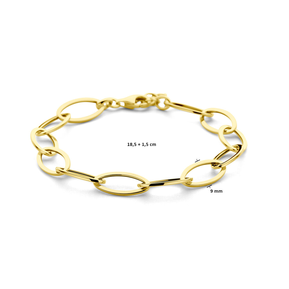 armband 9 mm 18,5 + 1,5 cm 14K geelgoud