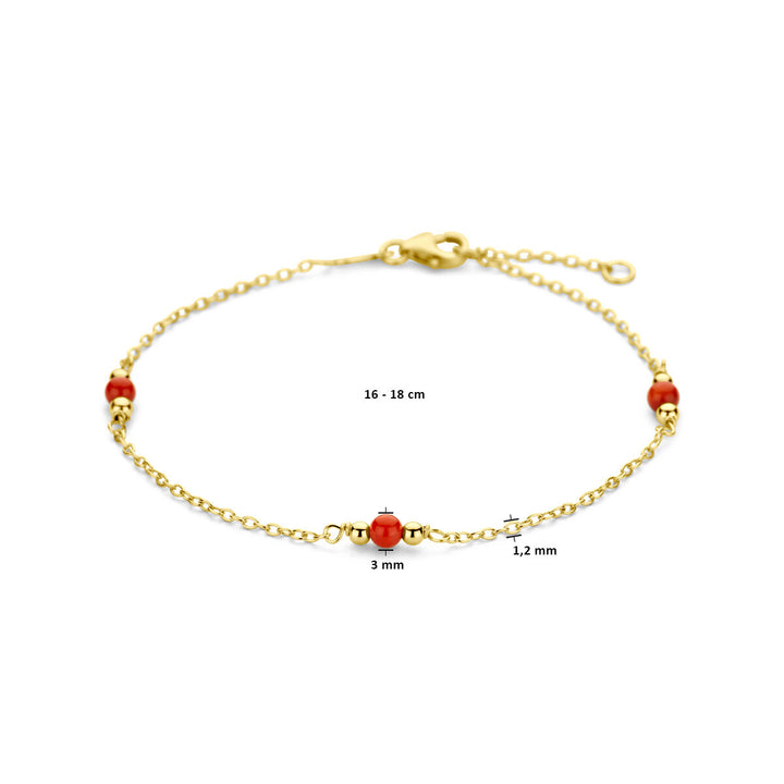 Gold bracelet ladies beads synth coral 14K