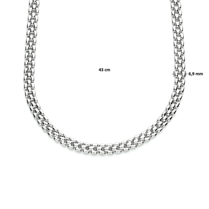 necklace panther 6.9 mm 43 cm silver rhodium plated