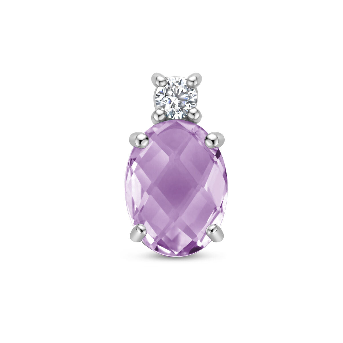 pendant amethyst and zirconia silver rhodium plated