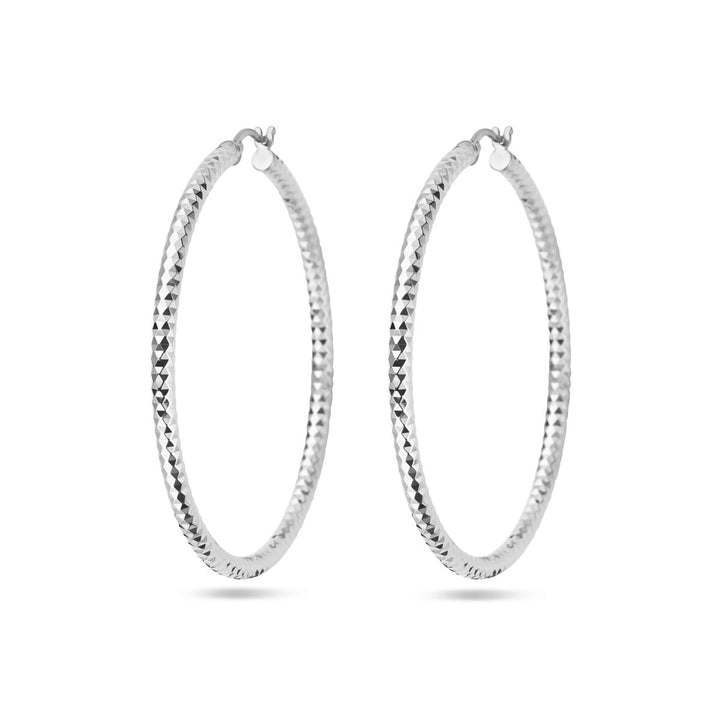 earrings 3.0 mm round tube diamond-plated silver rhodium-plated