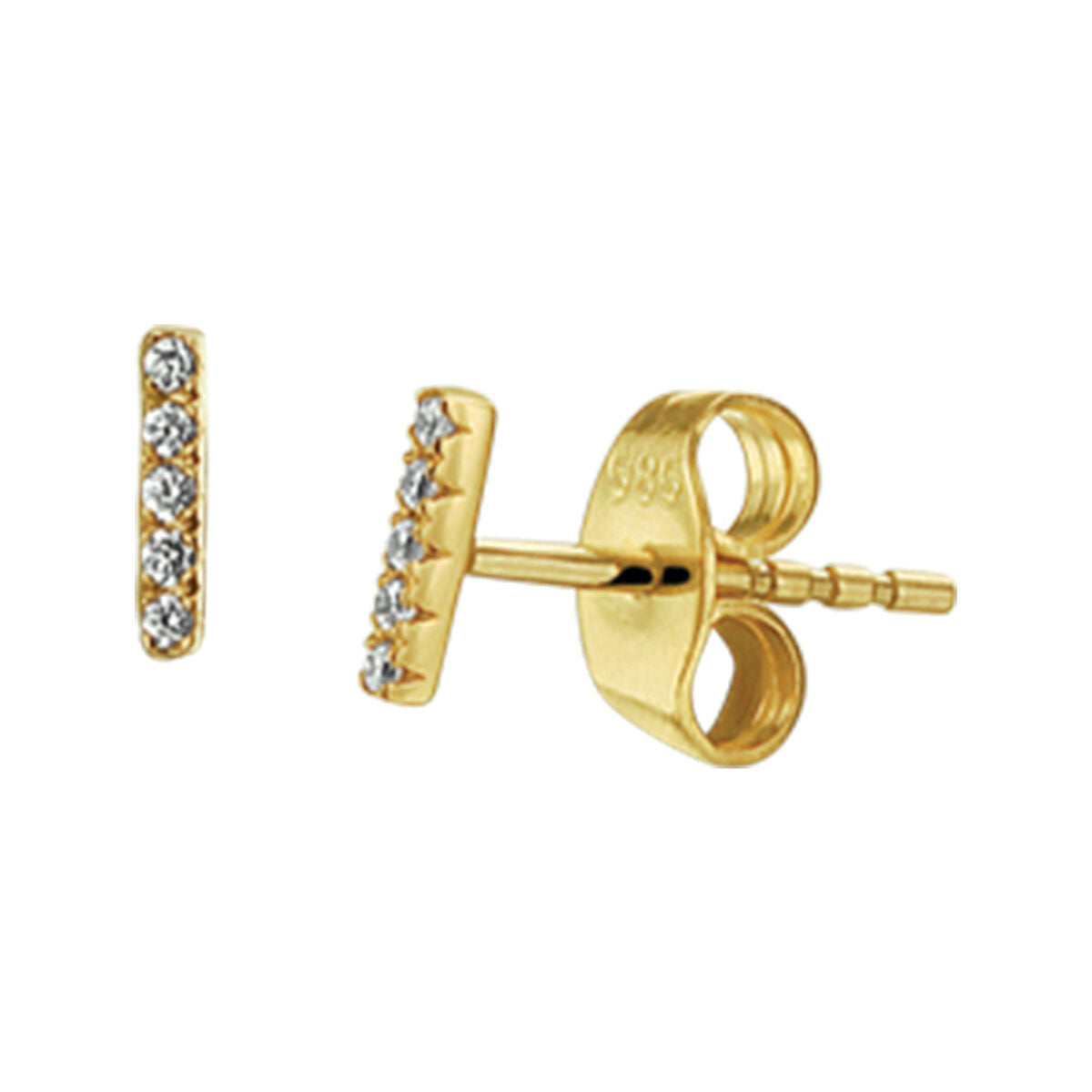 stud earrings bar diamond 0.04ct (2x0.02ct) h p1 14K yellow gold