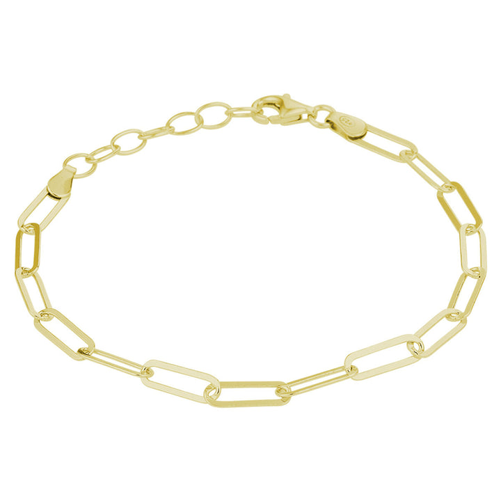 Goudkleurige paperclip armband op zilver