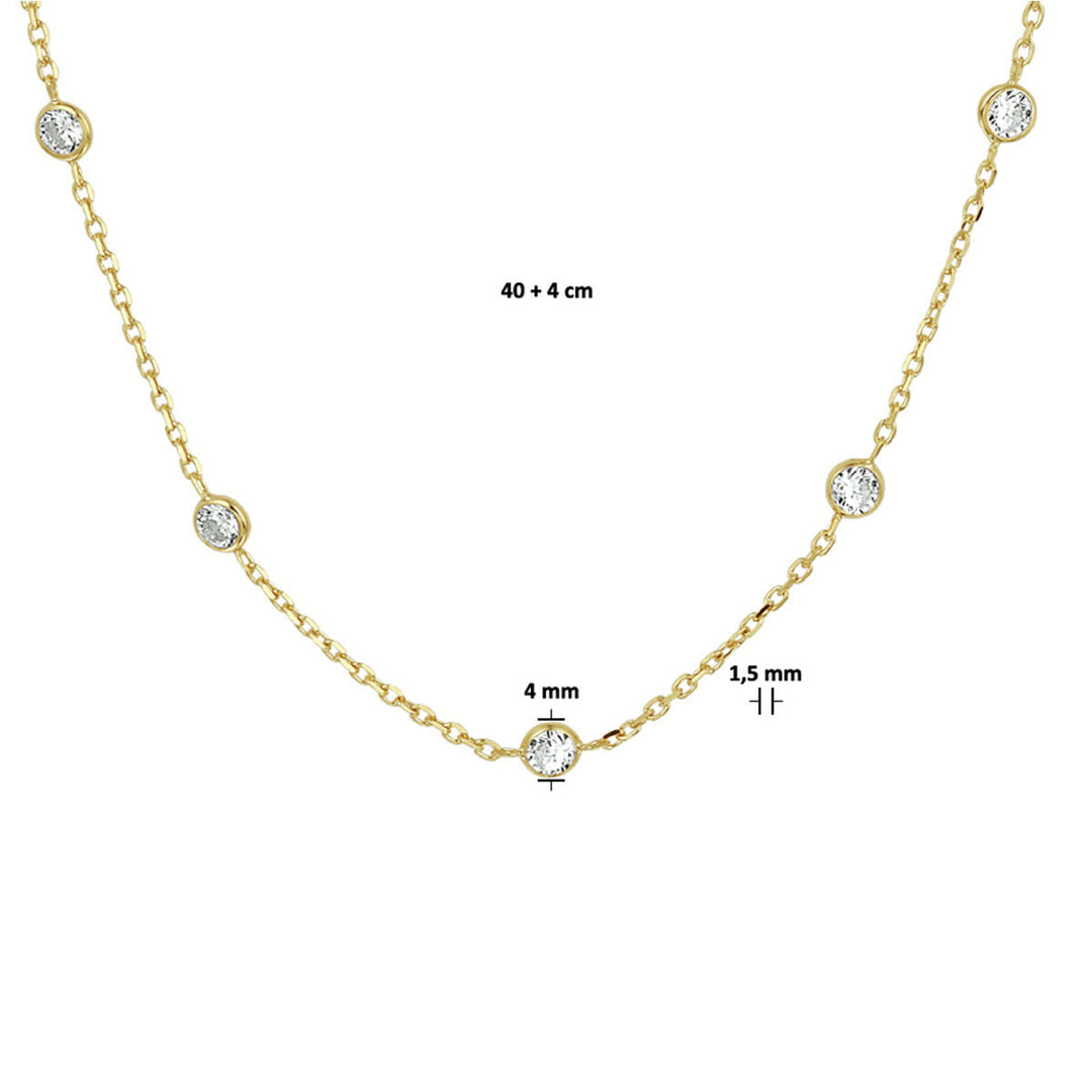 Gold ladies necklace zirconia silver gold plated (yellow)