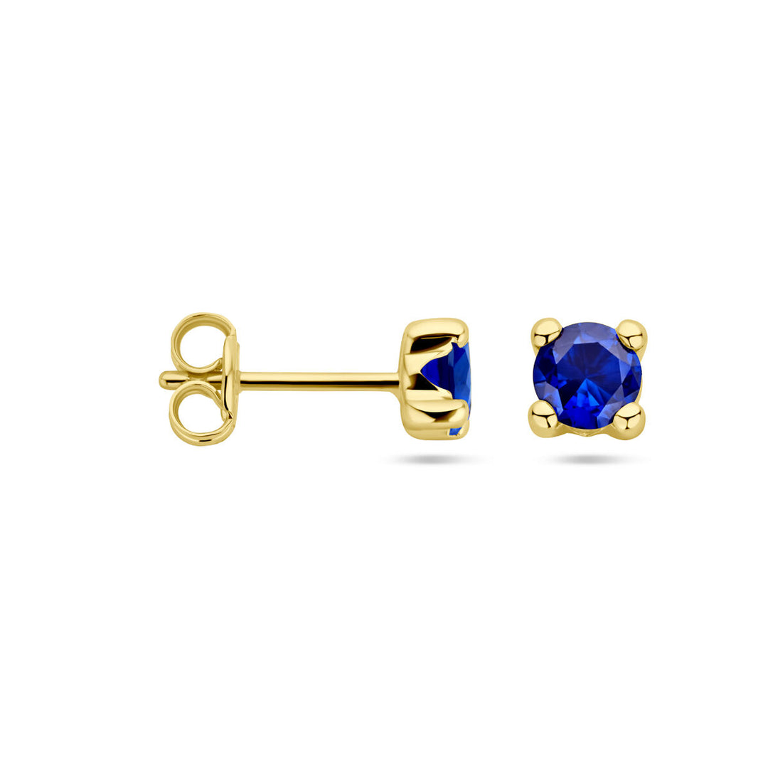 ear studs synth. sapphire 14K yellow gold