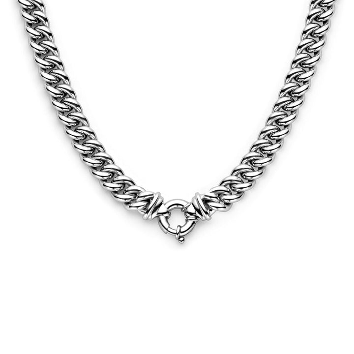 necklace gourmette 10.6 mm 43 cm with large spring clasp silver rhodium plated