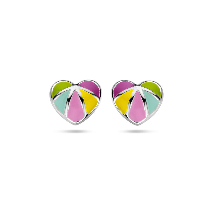 ear studs heart silver rhodium plated