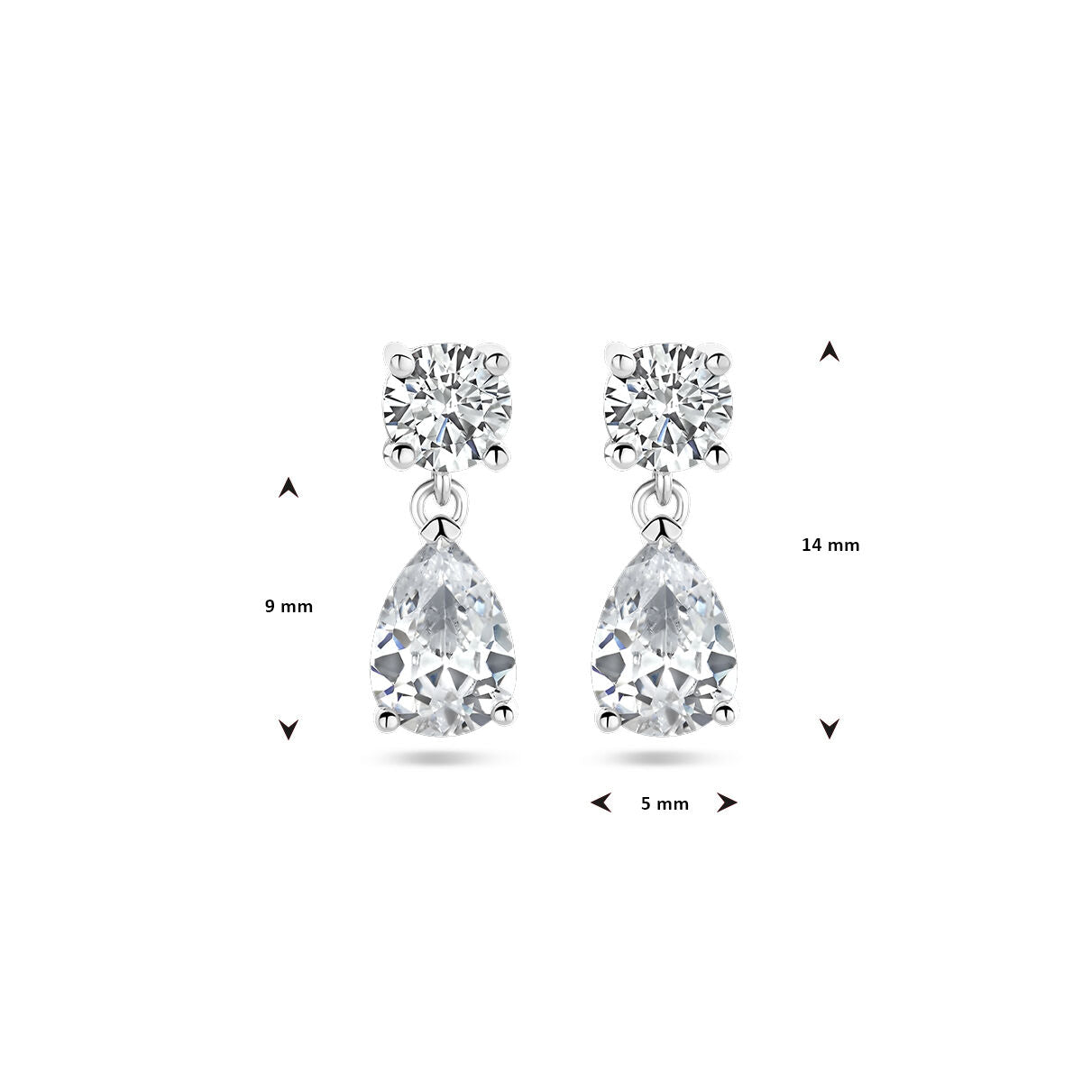 earrings zirconia silver rhodium plated