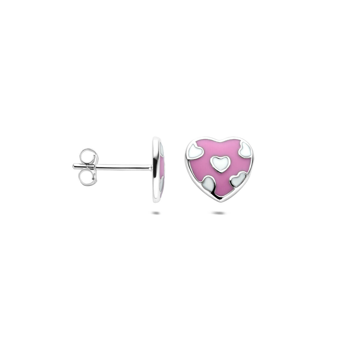 oorknoppen hartje 8,5 mm zilver gerhodineerd