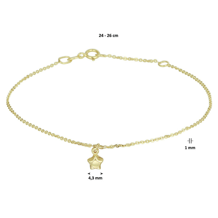 anklet gold star 24 - 26 cm 14K yellow gold