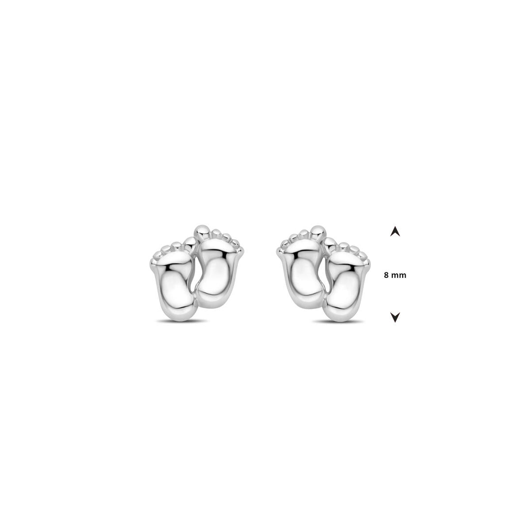 oorknoppen baby voetjes 8 mm zilver gerhodineerd