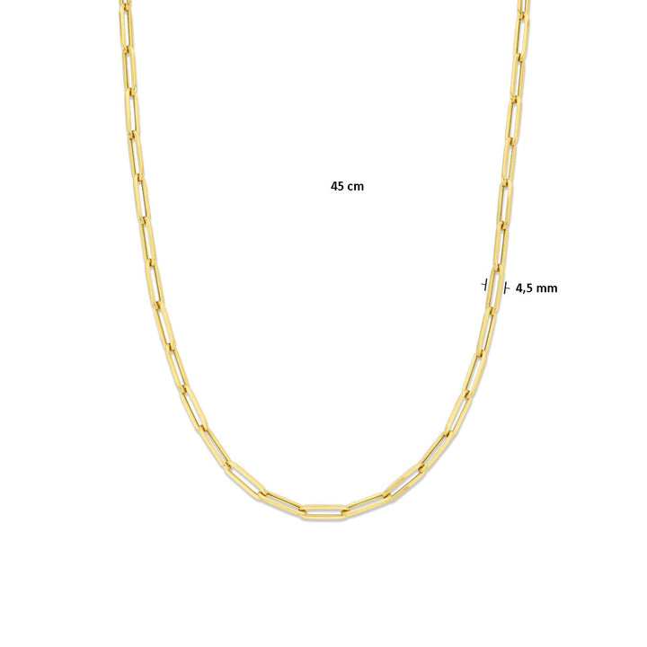 necklace paper clip square tube 4.5 mm 45 cm 14K yellow gold