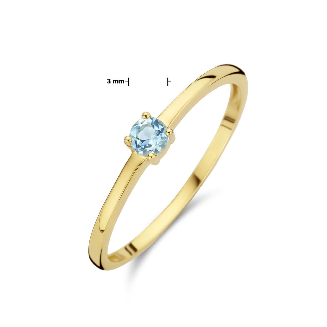 Ring mit Geburtsstein Aquamarin März 14K Gelbgold