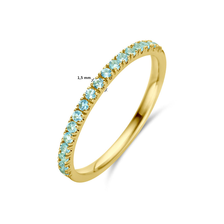 ring with birthstone aquamarine March 14K yellow gold