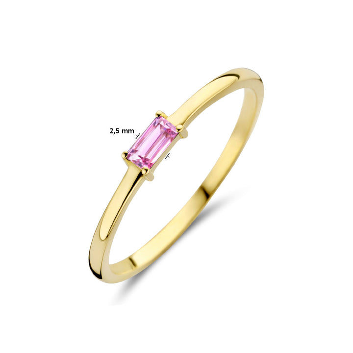 ring with birthstone tourmaline October 14K yellow gold