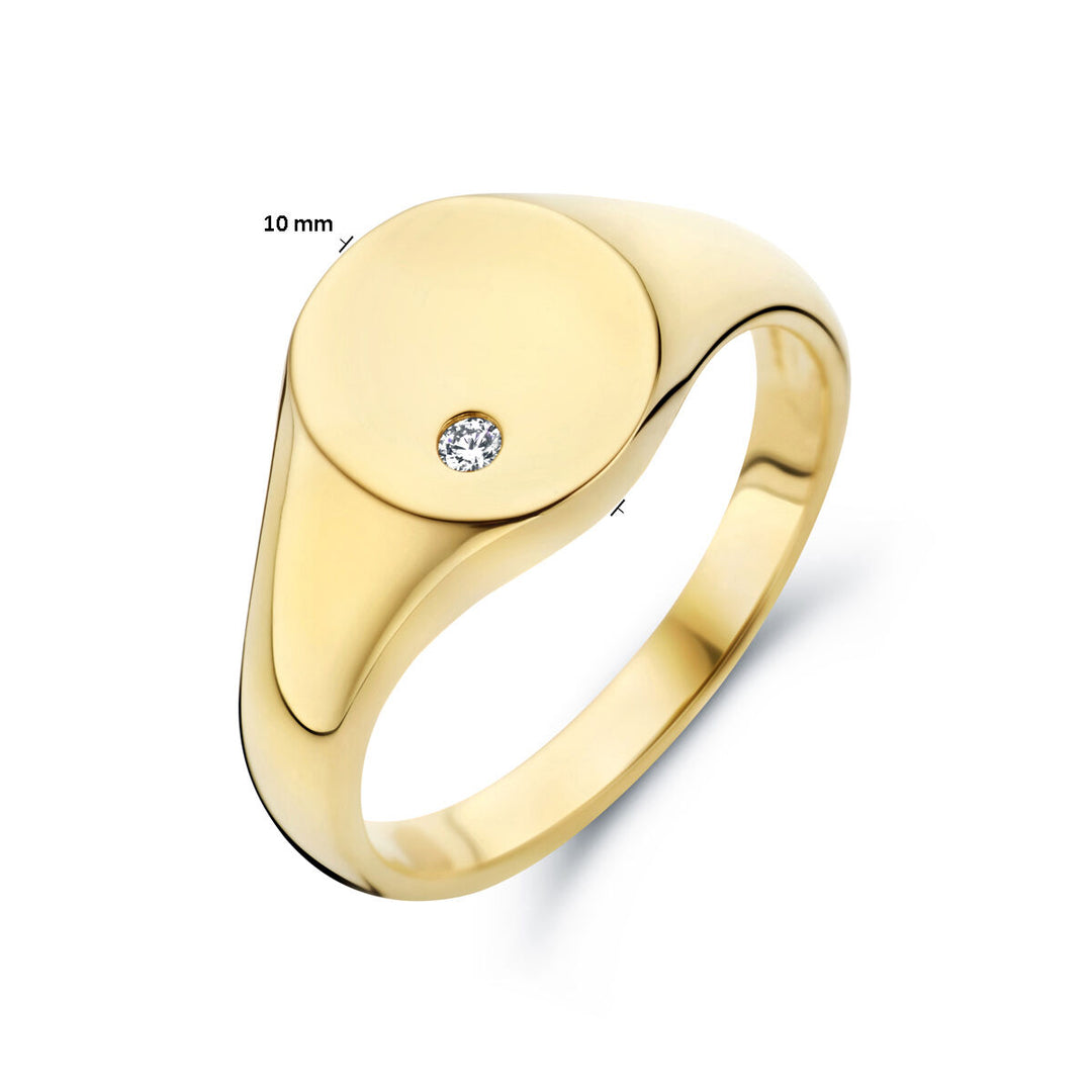 engraving ring round diamond 0.02ct h si 14K yellow gold