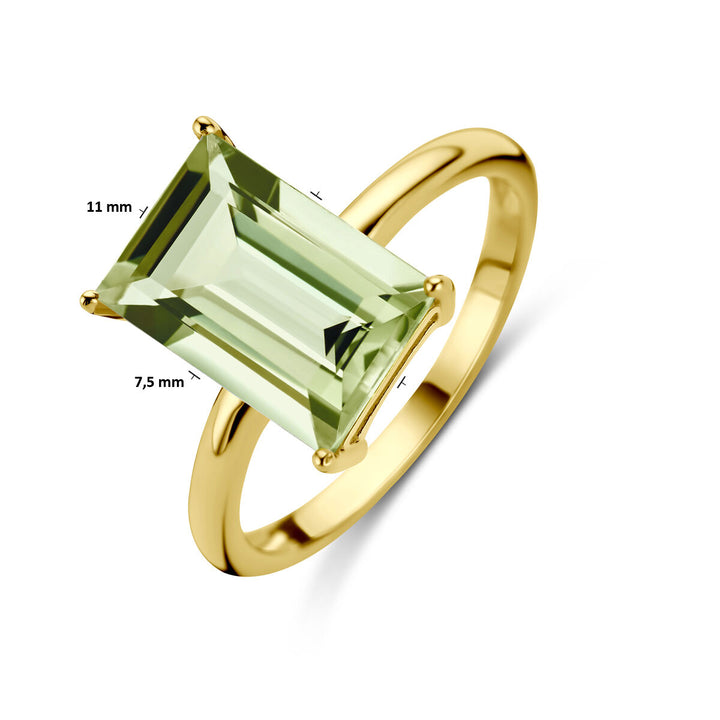 ring groen amethist 14K geelgoud