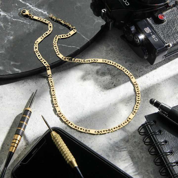 Gold chain men - falcon eye necklace 4.7 mm 14K