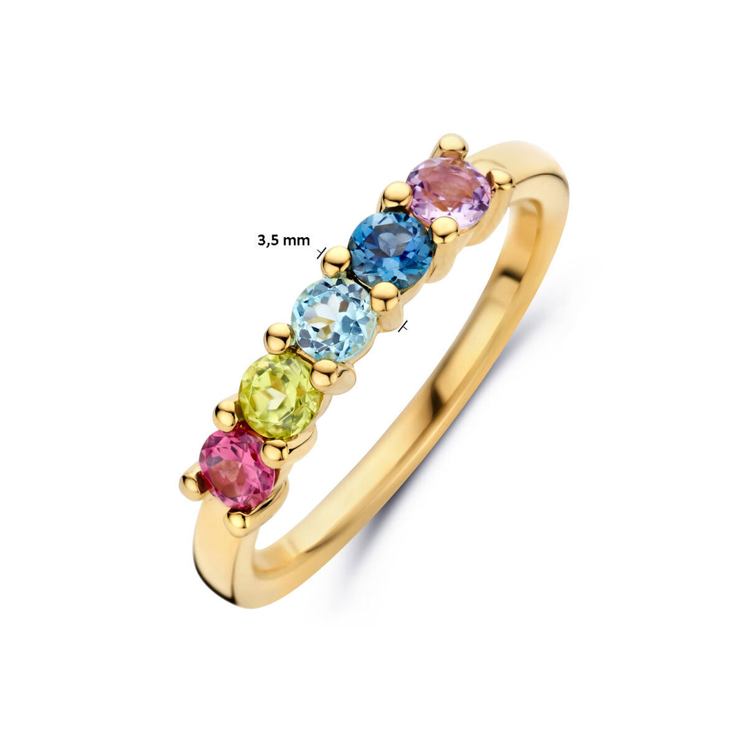 ring natural colored stones 14K yellow gold