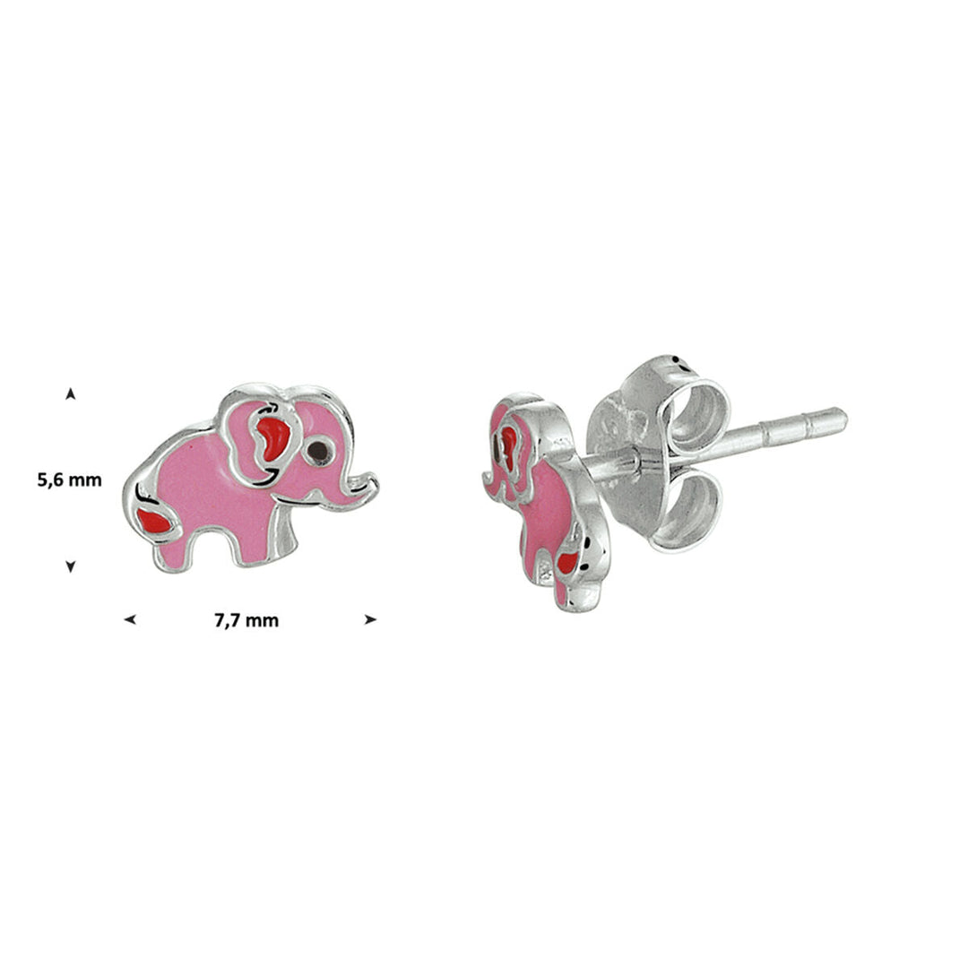 ear studs elephant silver rhodium plated