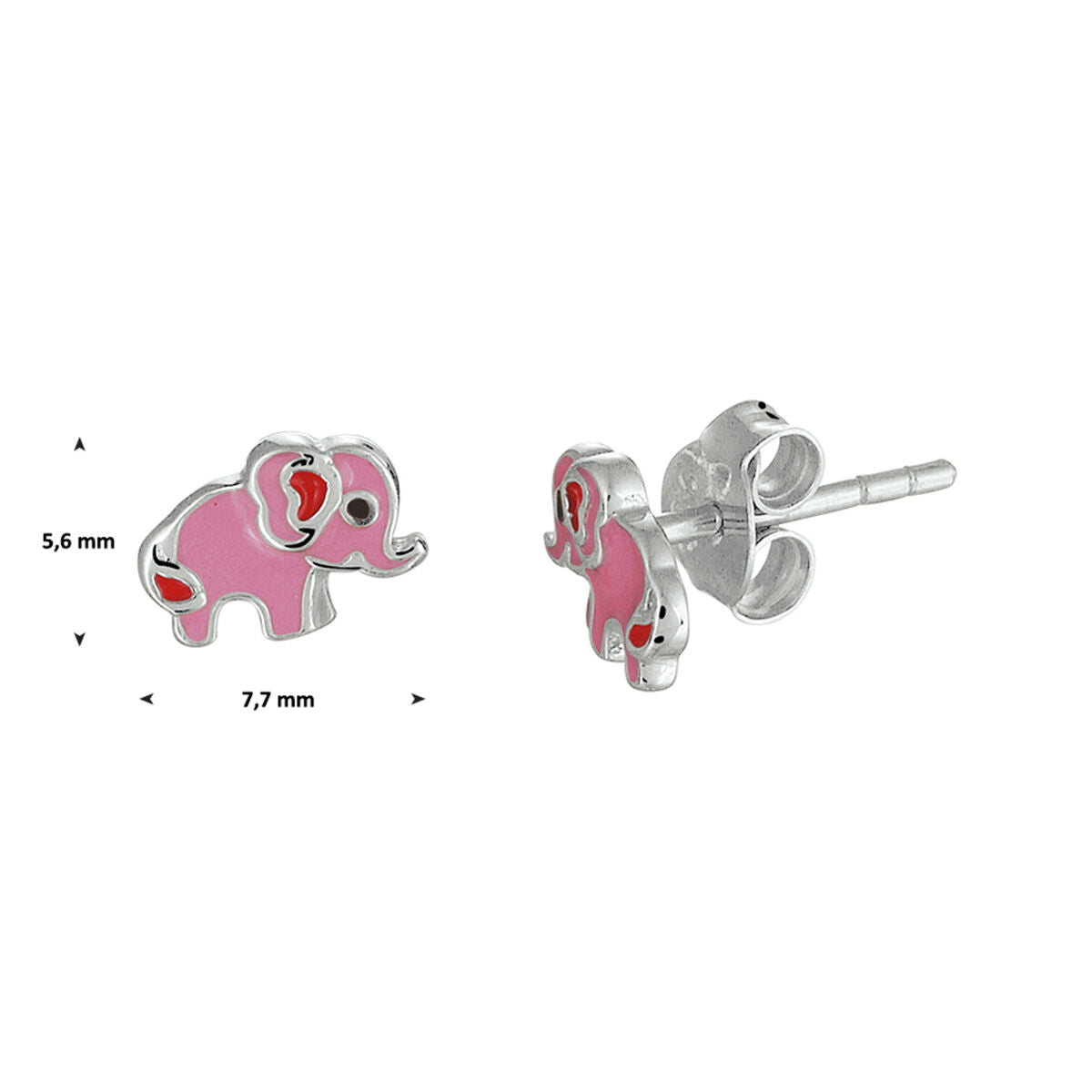 ear studs elephant silver rhodium plated