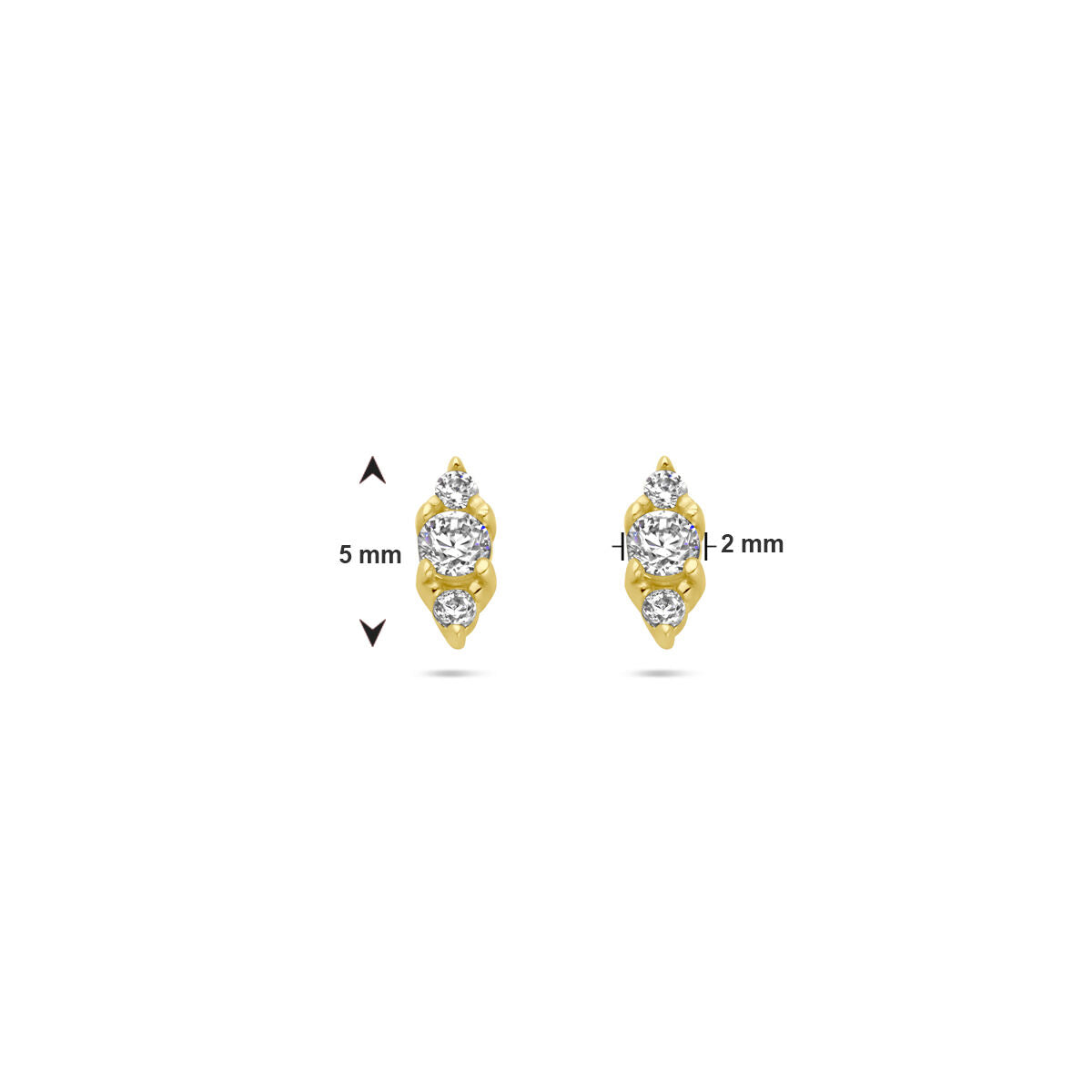 oorknoppen zirkonia 14K geelgoud