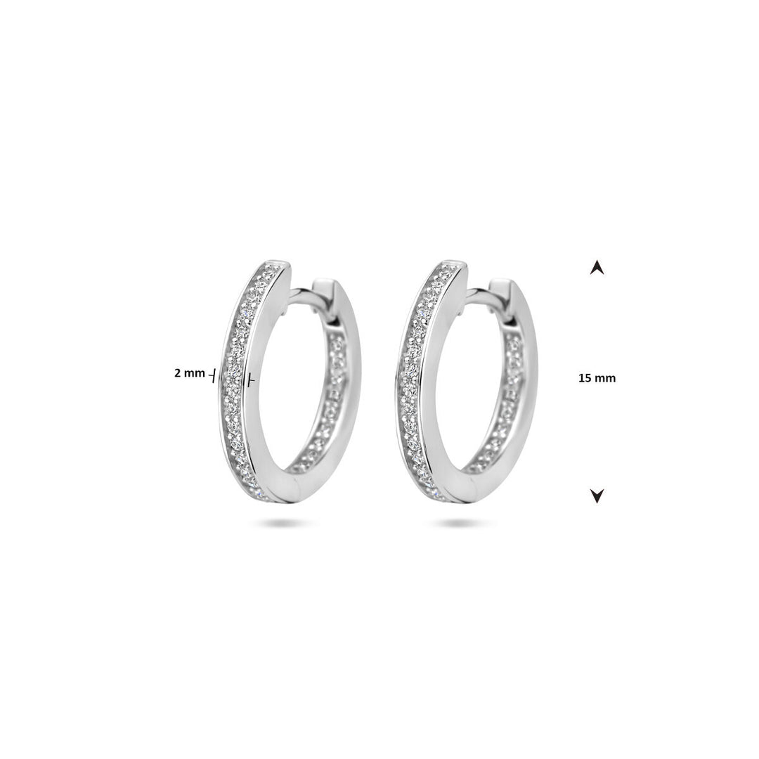 klapoorringen zirkonia 2 mm buis zilver gerhodineerd