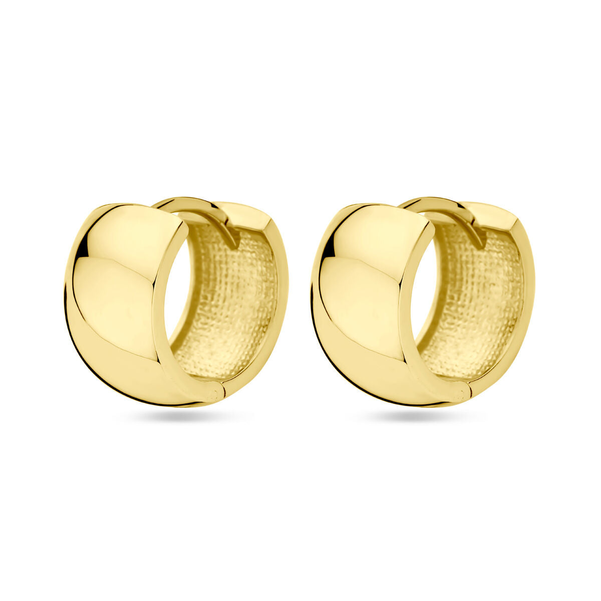 Klapoorringen van 14K geelgoud met een glanzende afwerking en een breedte van 15 mm.