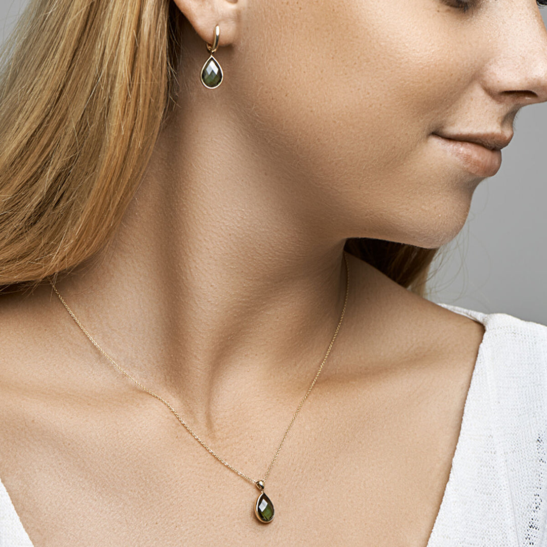 Anhänger grüner Quarz 14K Gelbgold