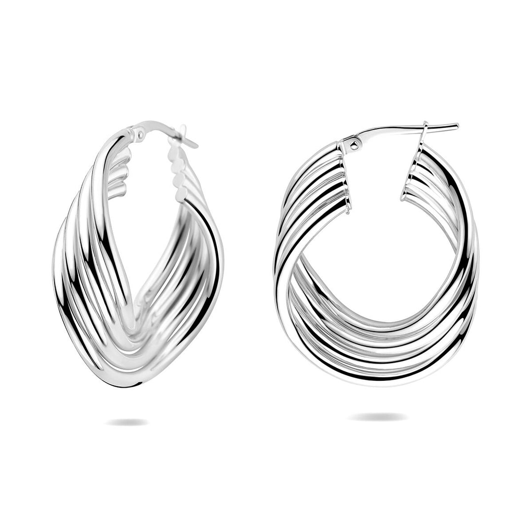 Gerhodineerd zilveren dames oorringen – 31,5 mm