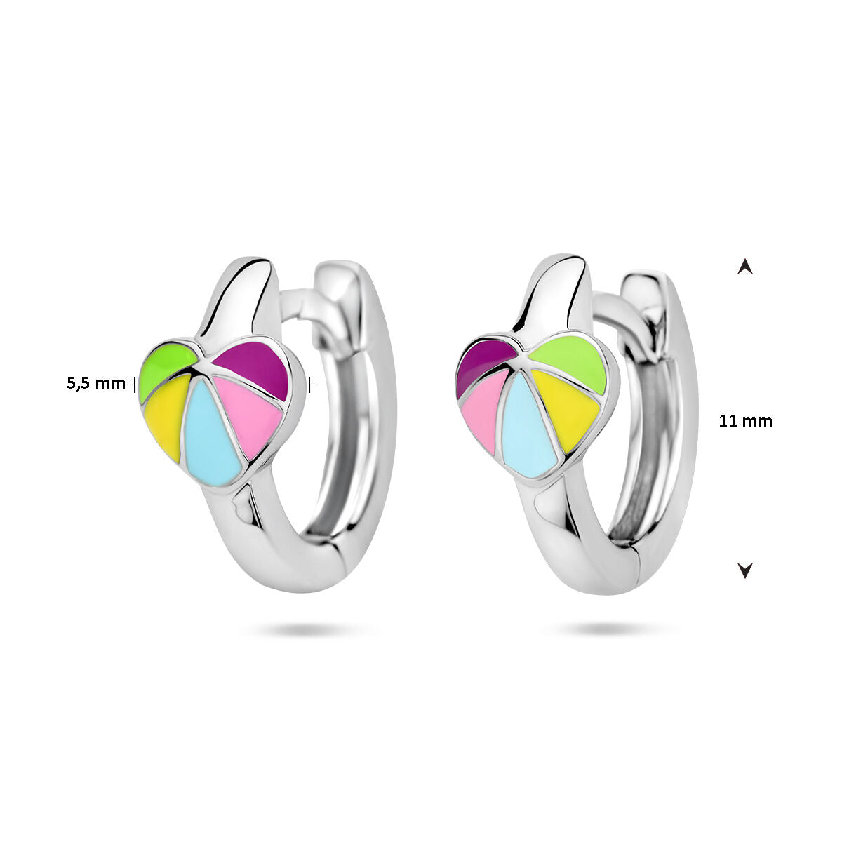 klapoorringen hart zilver gerhodineerd