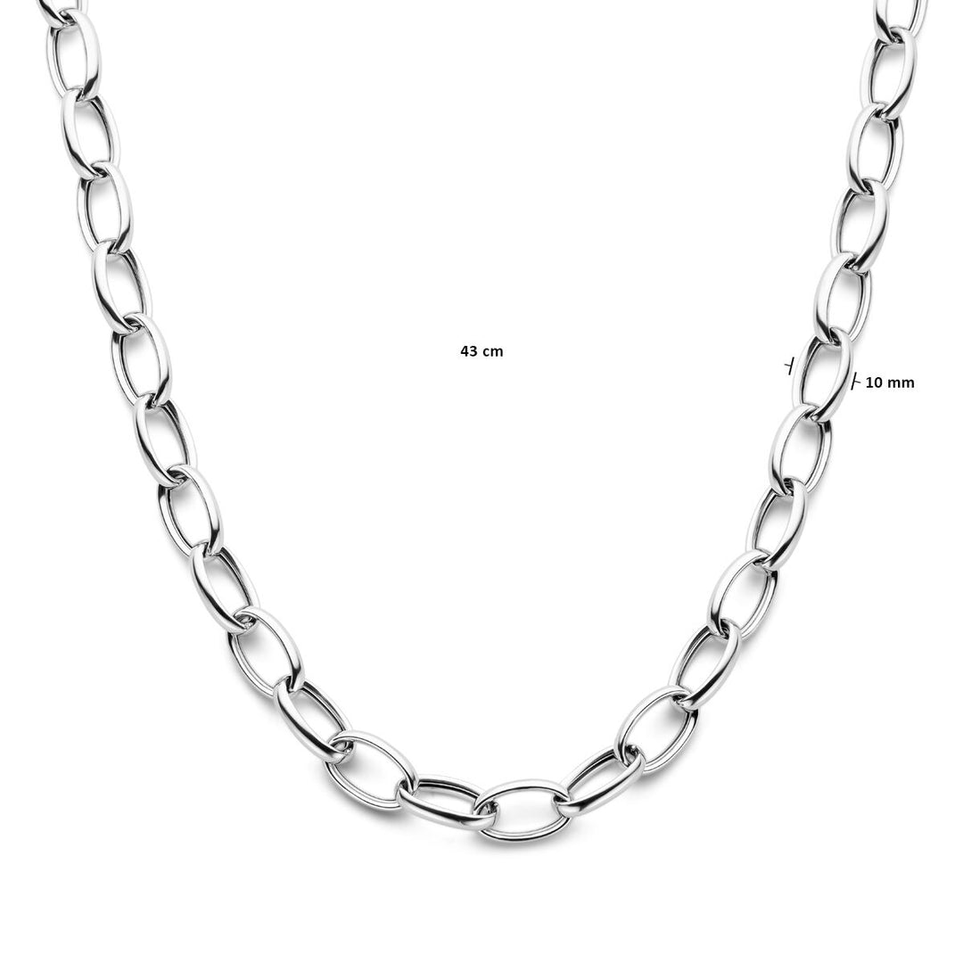 collier anker 10 mm 43 cm zilver gerhodineerd