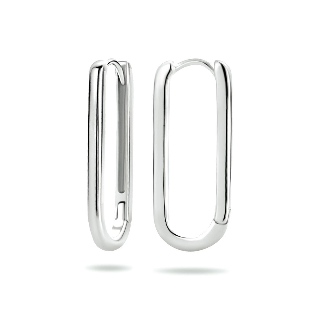 drop earrings paper clip silver rhodium plated