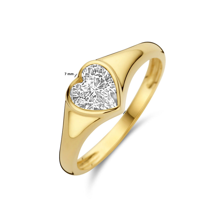 ring hart zirkonia 14K geelgoud