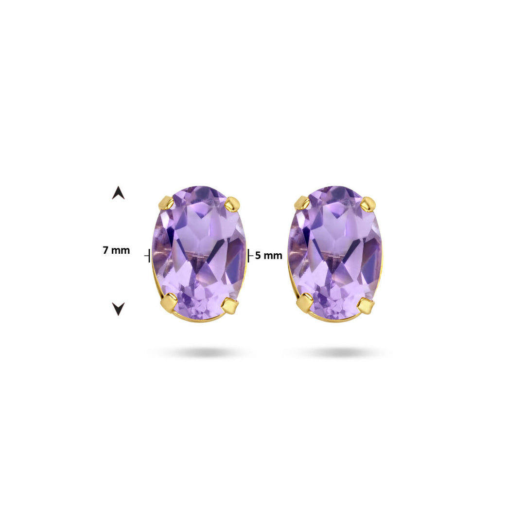 oorknoppen amethist 14K geelgoud