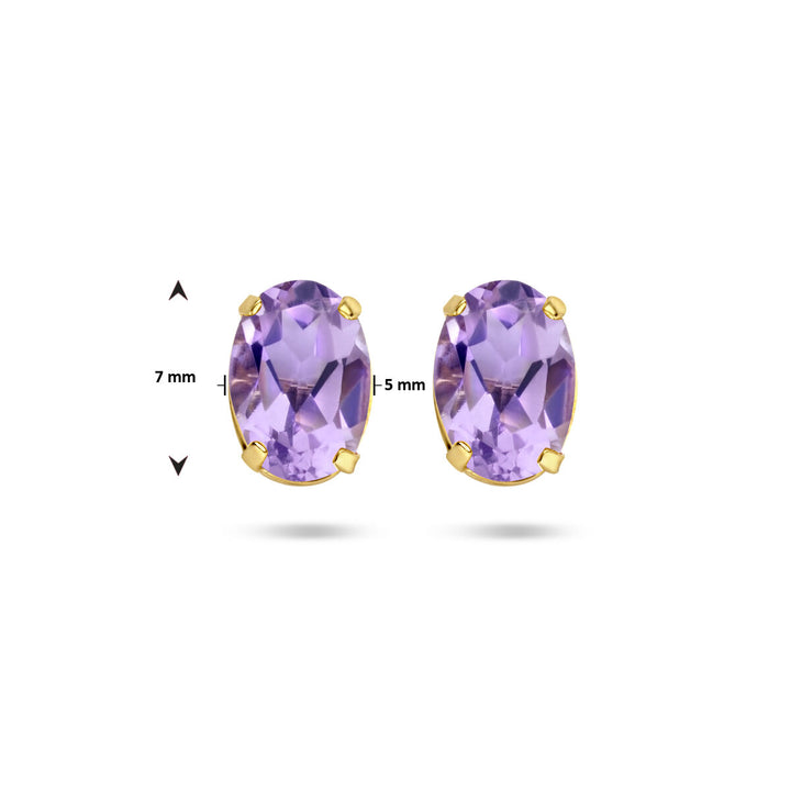 oorknoppen amethist 14K geelgoud