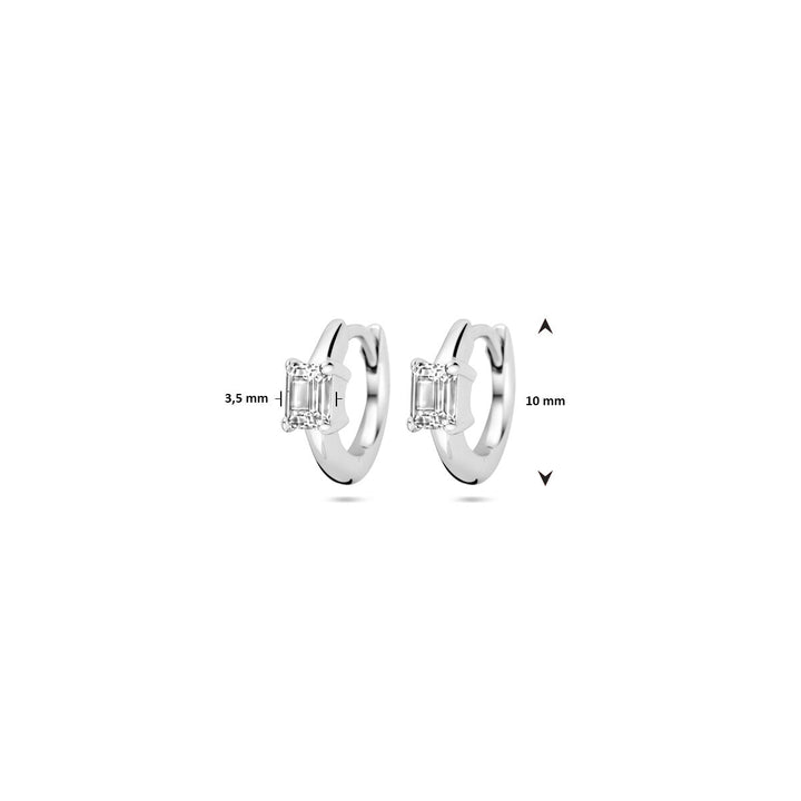 klapoorringen zirkonia 10 mm zilver gerhodineerd