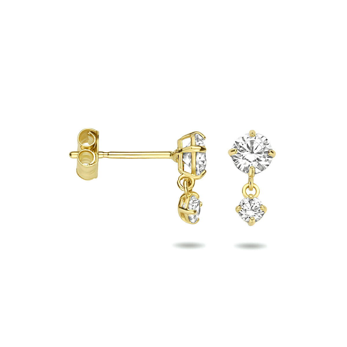 earrings zirconia 14K yellow gold
