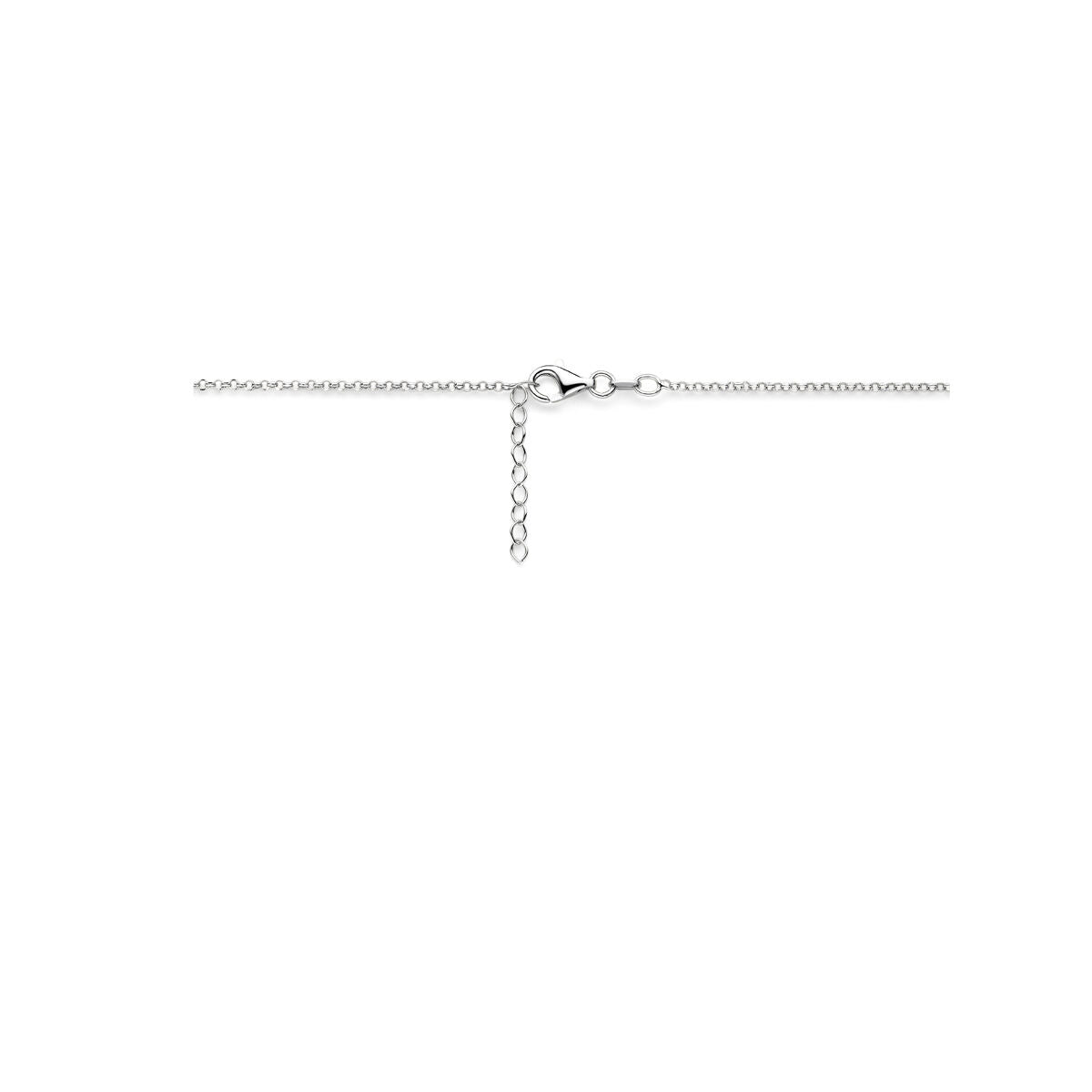 Het collier veer 40,5 + 3 cm zilver gerhodineerd van Van der Kooij Collectie is een verfijnd damessieraad met verstelbare verlenger en karabijnsluiting, vervaardigd uit gerhodineerd zilver - een tijdloos sieraad voor elke gelegenheid.