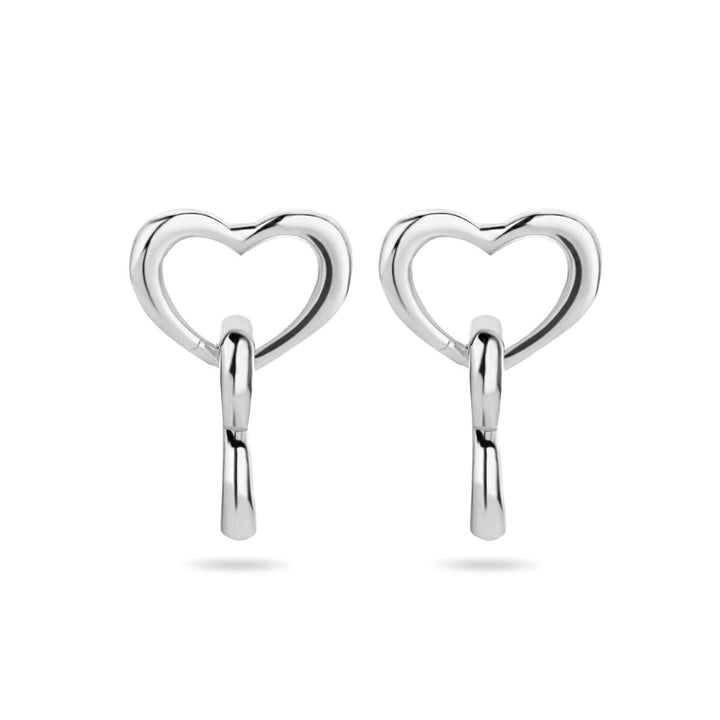 Silber rhodinierte Herzohrringe