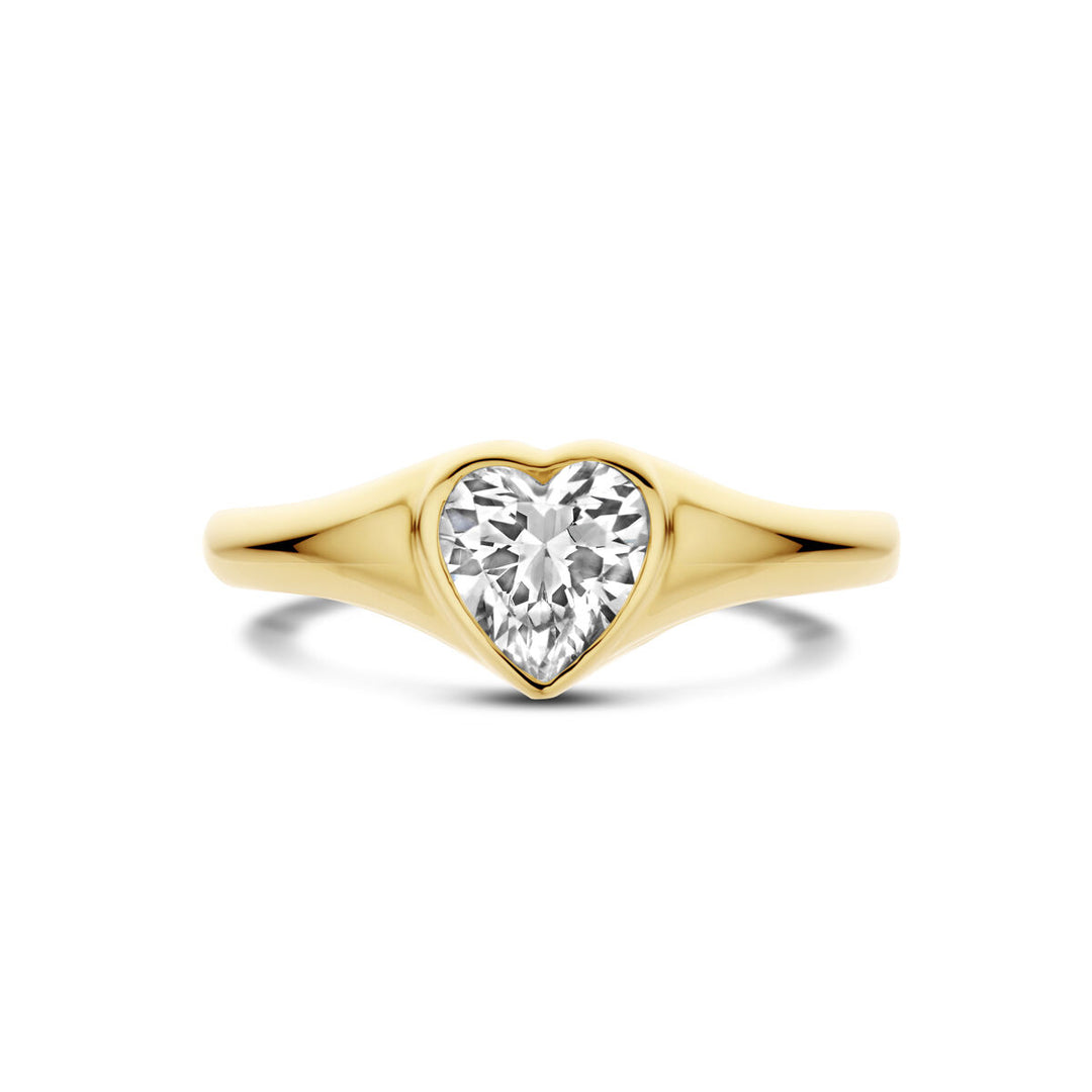 ring hart zirkonia 14K geelgoud